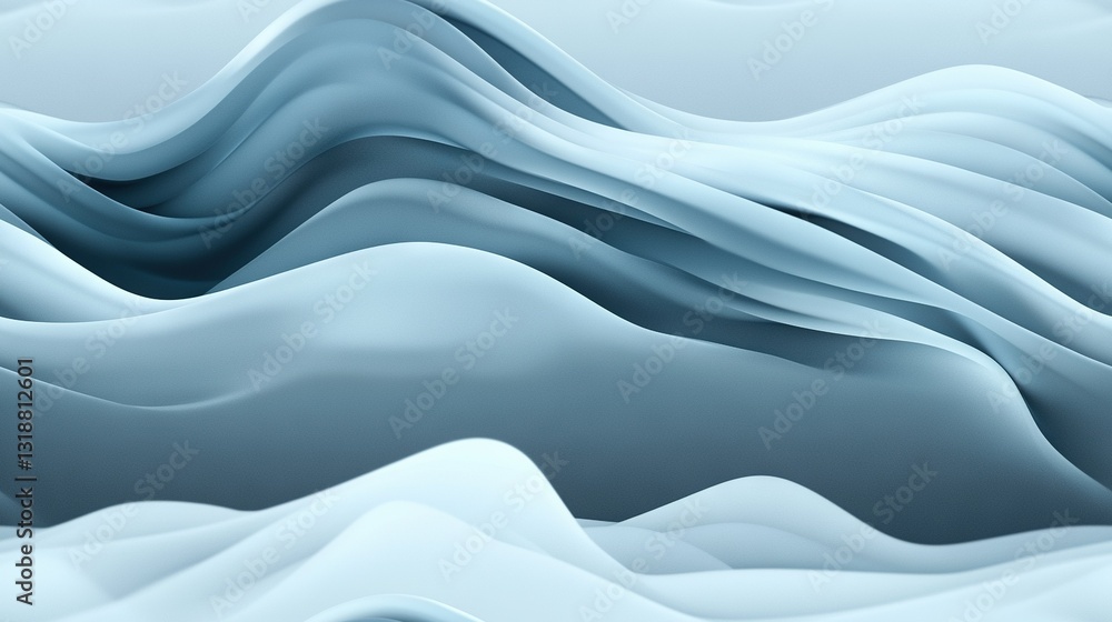 Poster blue and white abstract background with wavy lines on the top and bottom
