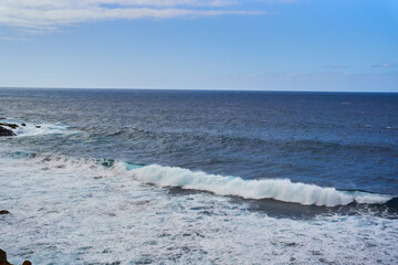 Waves crashing on a rocky coastline........