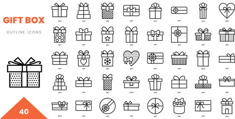 gift box outline icon collection. Vector illustration