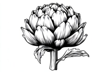 Artichoke illustration, botanical drawing, white background, cooking ingredient