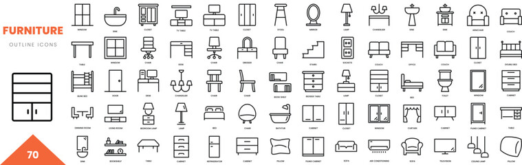furniture outline icon collection. Vector illustration