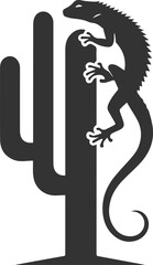 Fototapeta premium Lizard climbing a cactus animal vector