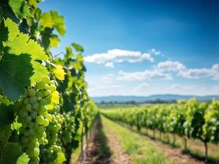 Naklejka premium Vineyard Landscape with Ripe Grapes