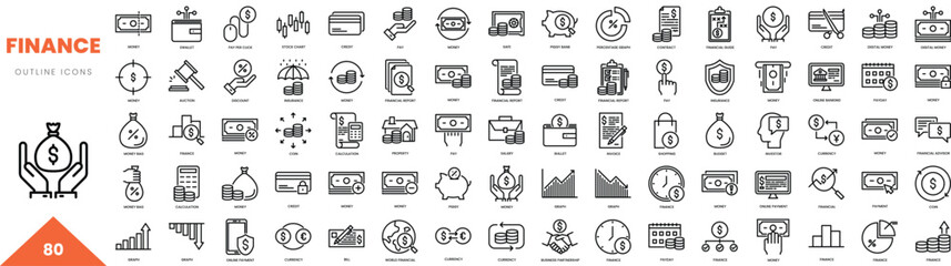 finance outline icon collection. Vector illustration