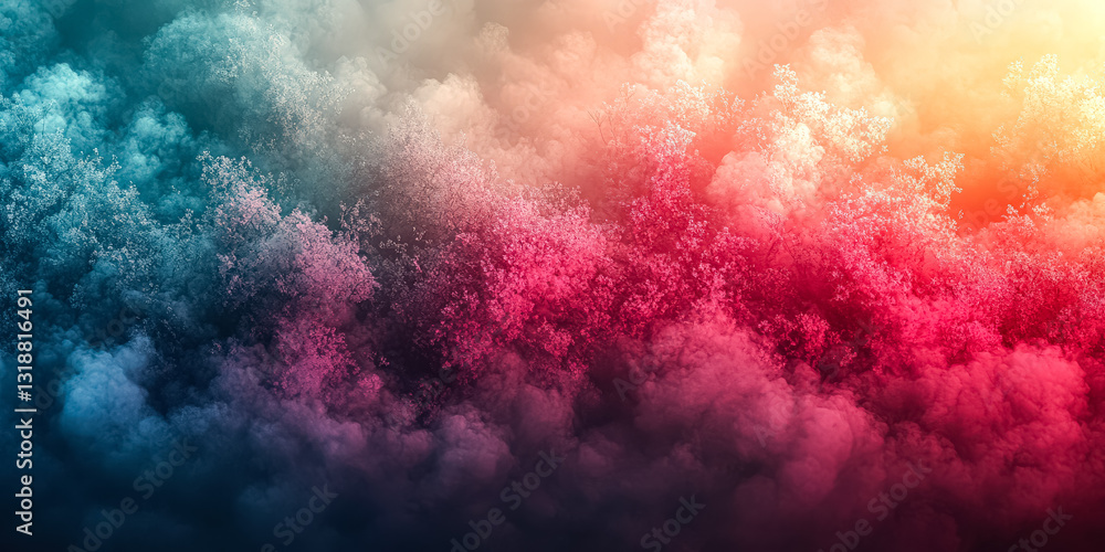 Aufkleber colorful cloud with a blue sky background. the clouds are in different colors and sizes, creating a 