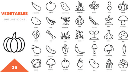 vegetables outline icon collection. Vector illustration