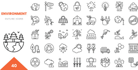 environment outline icon collection. Vector illustration