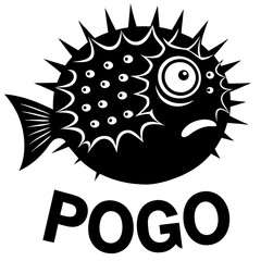 Pogo pufferfish silhouette vector illustration