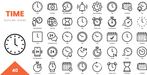 time outline icon collection. Vector illustration