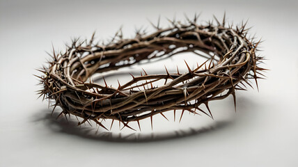Fototapeta premium Intricately Woven Crown of Thorns Against a white background 