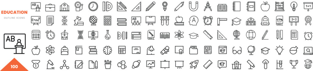 education outline icon collection. Vector illustration