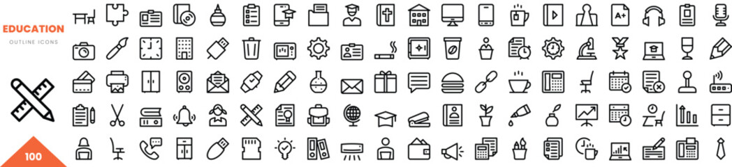 education outline icon collection. Vector illustration