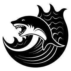 Tsunami shark silhouette vector illustration