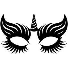 unicorn eyelashes cartoon animal eyes silhouette vector illustration