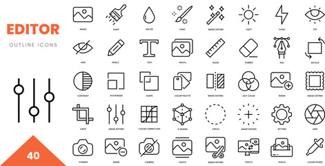 editor outline icon collection. Vector illustration