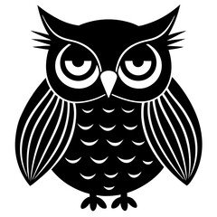 Wonky Owl silhouette vector illustration 