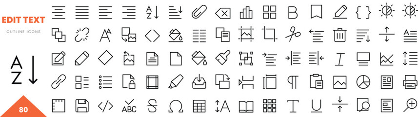 edit text outline icon collection. Vector illustration