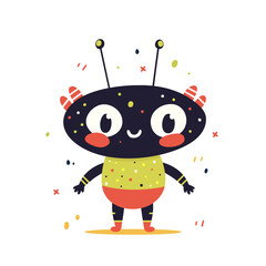 Cute Cartoon Colorful Alien with Antennas. Perfect for children s designs, sci-fi themes, and fun illustrations.
