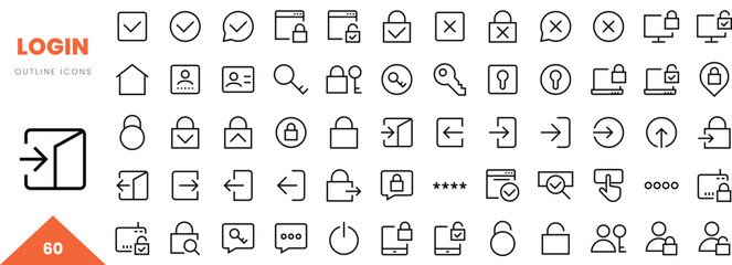 login outline icon collection. Vector illustration