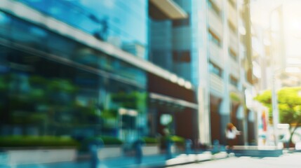Blurred outdoor building office backgrounds window business glasses tree sunlight bokeh structure tower high modern outside.