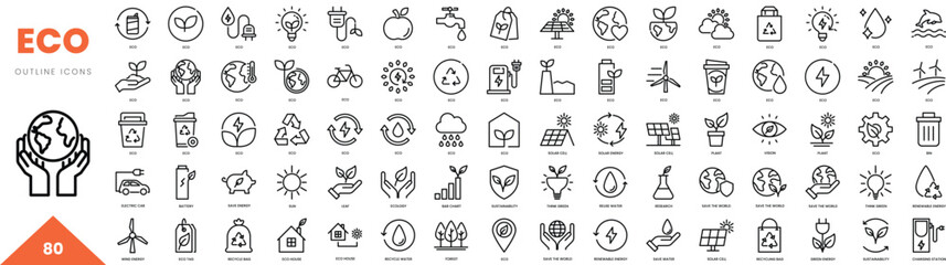eco outline icon collection. Vector illustration