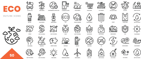 eco outline icon collection. Vector illustration