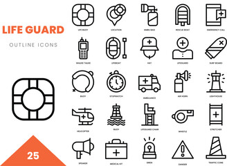 life guard outline outline icon collection. Vector illustration