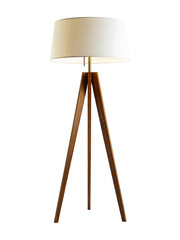 Modern Wooden Floor Lamp with White Shade Isolated on Transparent Background, Lamp PNG