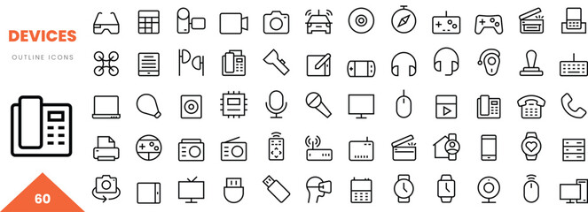 devices outline icon collection. Vector illustration