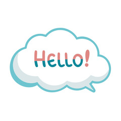Speech bubble with Hello text in cartoon style