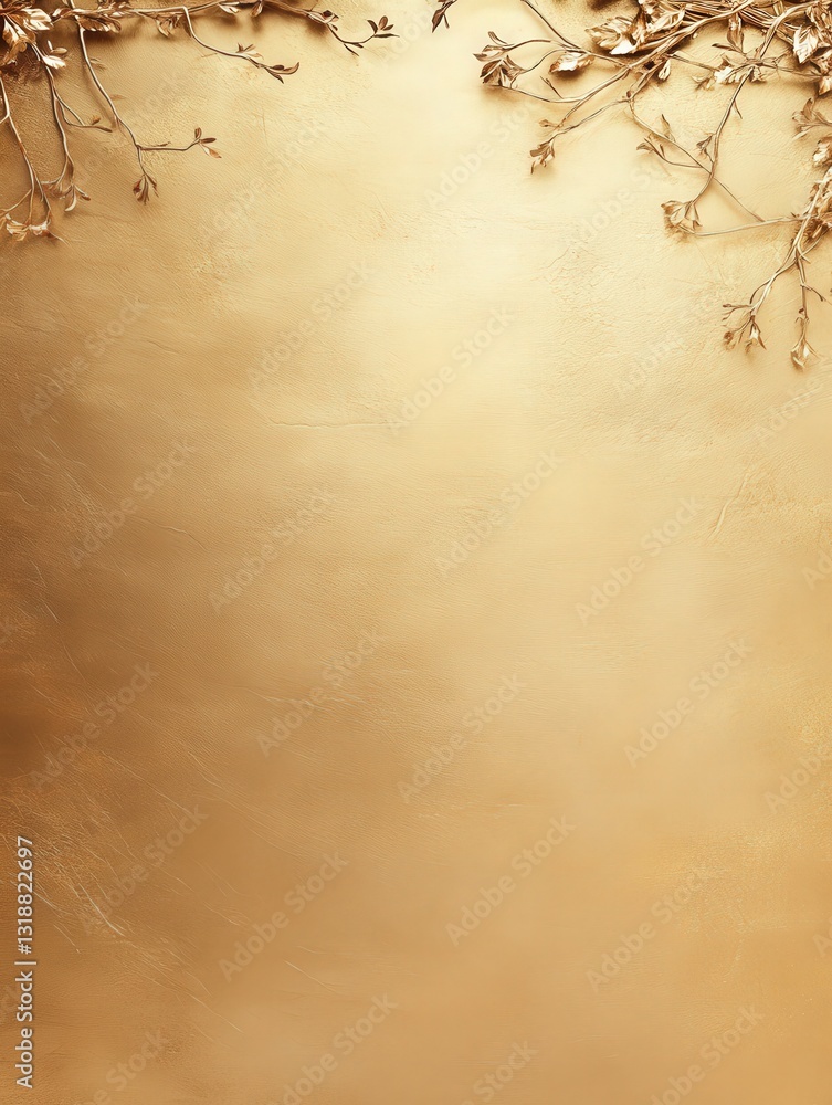 Aufkleber a textured golden background adorned with delicate branches, creating an elegant and warm atmosphere