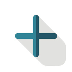 Obraz premium Blue flat plus icon with long shadow