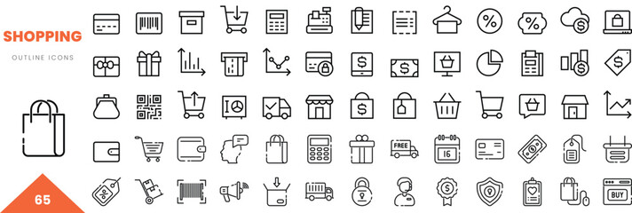 shopping outline icon collection. Vector illustration © Kupict
