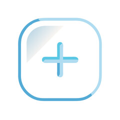 Obraz premium Blue glossy plus icon inside rounded square