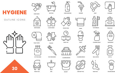 hygiene outline icon collection. Vector illustration