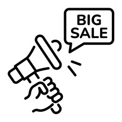 Big sale announcement icon in linear style 