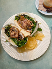 Japanese shokupan sando with mushroom
