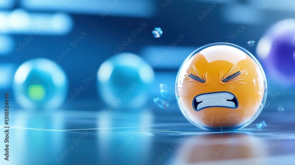 Poster emotion-filled digital art displaying frustration virtual space 3d animation futuristic environment 