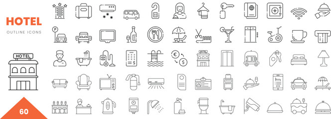 hotel outline icon collection. Vector illustration