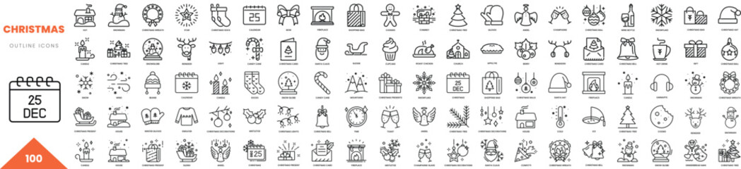 christmas outline icon collection. Vector illustration