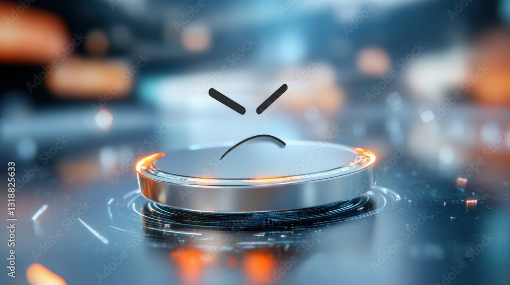 Poster frustrated emotion icon display digital environment 3d animation visual futuristic design close-up v