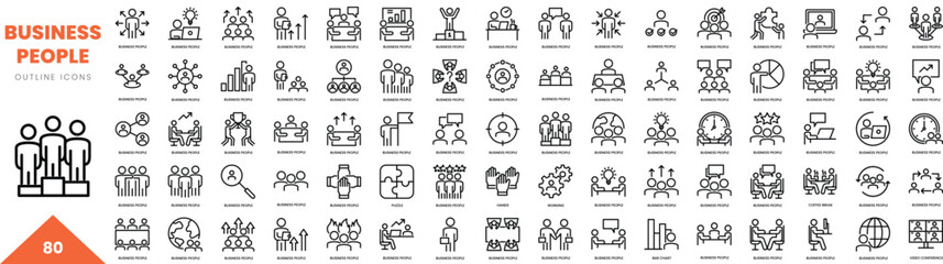 business people outline icon collection. Vector illustration