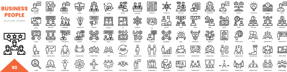business people outline icon collection. Vector illustration