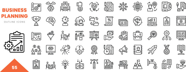 business project planning outline icon collection. Vector illustration