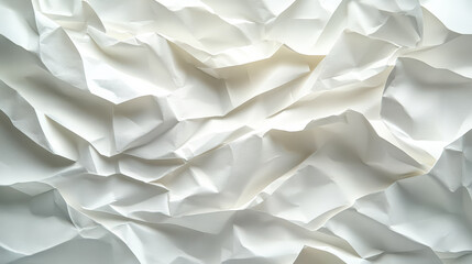 Obraz premium White paper with a lot of wrinkles and creases. The paper is torn and crumpled, giving it a sense of chaos and disorder. The image evokes a feeling of disarray and confusion