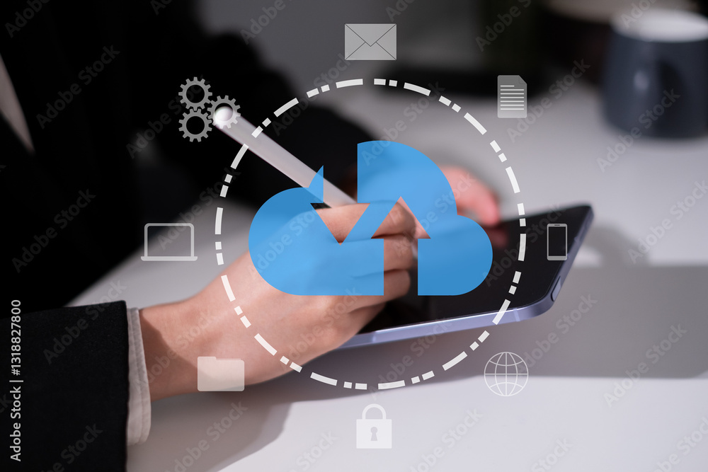 Aufkleber datum cyberspace cloud information security data connection storage network technology concept