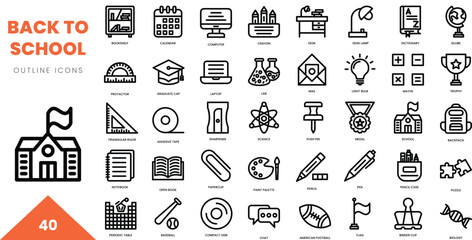 back to school outline icon collection. Vector illustration © Kupict