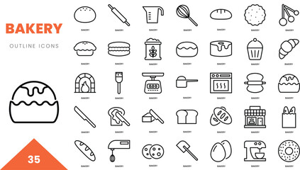 bakery outline icon collection. Vector illustration