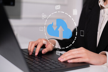 Datum cyberspace cloud information security data connection storage network technology concept