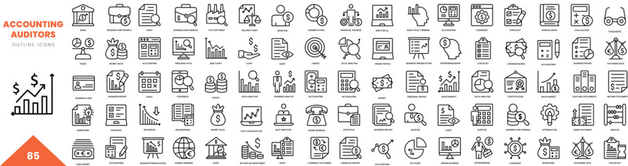 accounting auditors outline icon collection. Vector illustration